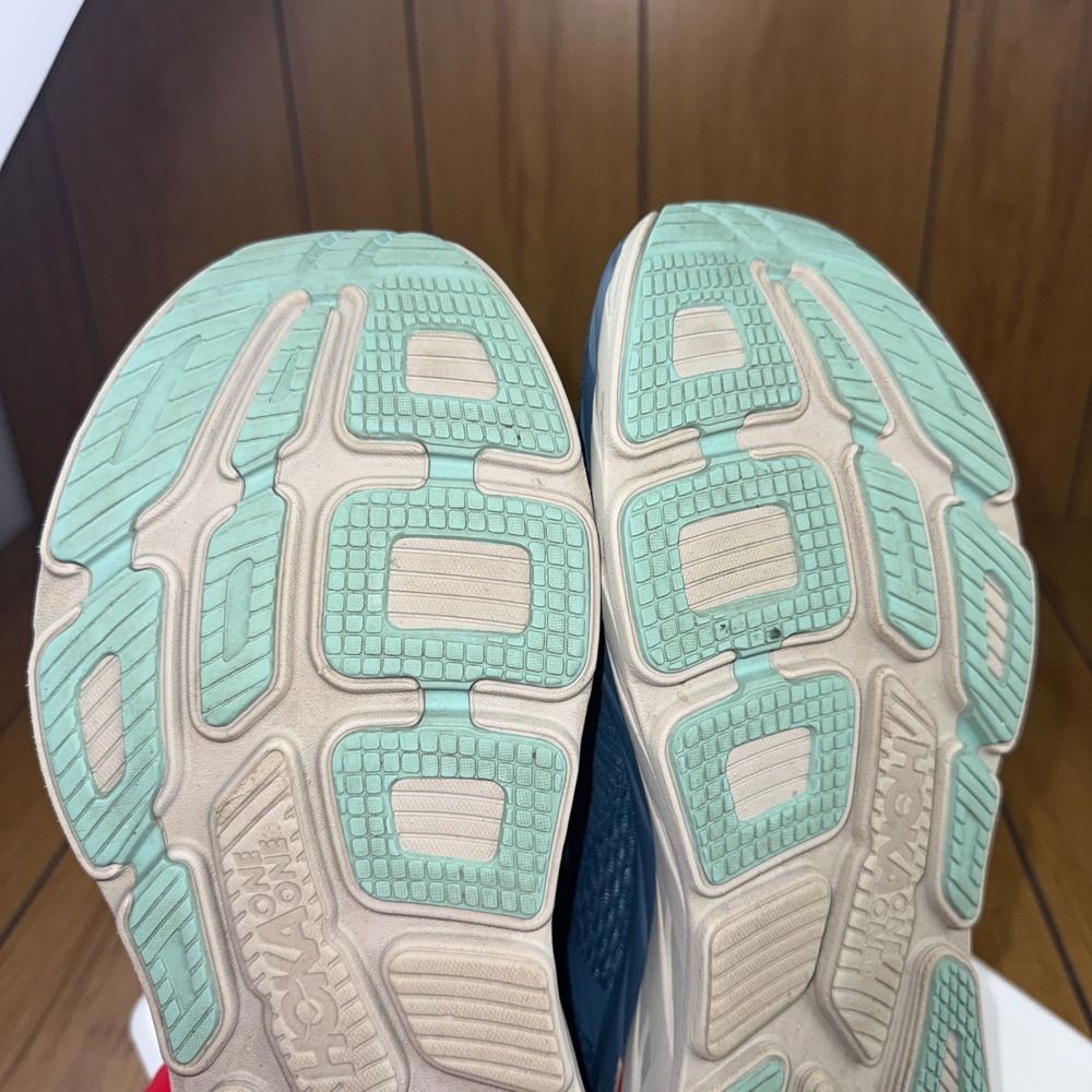 Hoka One One Bondi 7 Mens Running Shoes Blue Fog Ombre Red 1110518 RTOS Size 13 - Picture 15 of 16